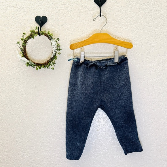 Zara Baby Girl Navy Blue Knit Pants | Size 12-18M - Picture 1 of 3